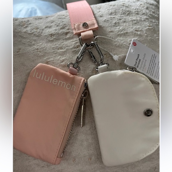 Lululemon athletica Dual Pouch Wristlet coral beige bags nwt gym - Picture 2 of 3